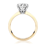 Pierścionek zaręczynowy z brylantem Kartezja z białego i żółtego złota