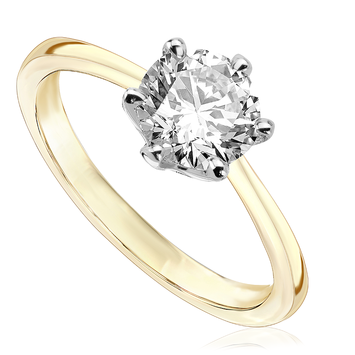 Pierścionek zaręczynowy z diamentem Kartezja z białego i żółtego złota 1,00ct