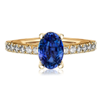 Pierścionek zaręczynowy z brylantami i szafirem Ventego z żółtego złota