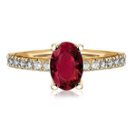 Pierścionek zaręczynowy z brylantami i rubinem Ventego z żółtego złota