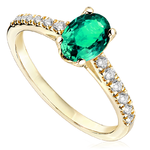 Pierścionek zaręczynowy z brylantami i szmaragdem Ventego z żółtego złota