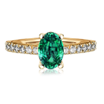 Pierścionek zaręczynowy z brylantami i szmaragdem Ventego z żółtego złota