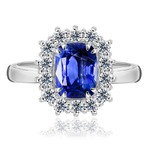 Pierścionek zaręczynowy z brylantami i szafirem Ventego z białego złota