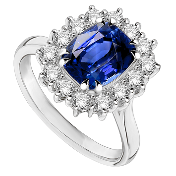 Pierścionek zaręczynowy z diamentami i szafirem Ventego z białego złota 2,34ct