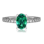 Pierścionek zaręczynowy z brylantami i szmaragdem Ventego z białego złota