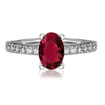 Pierścionek zaręczynowy z brylantami i rubinem Ventego z białego złota