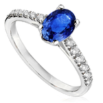 Pierścionek zaręczynowy z brylantami i szafirem Ventego z białego złota