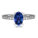 Pierścionek zaręczynowy z brylantami i szafirem Ventego z białego złota