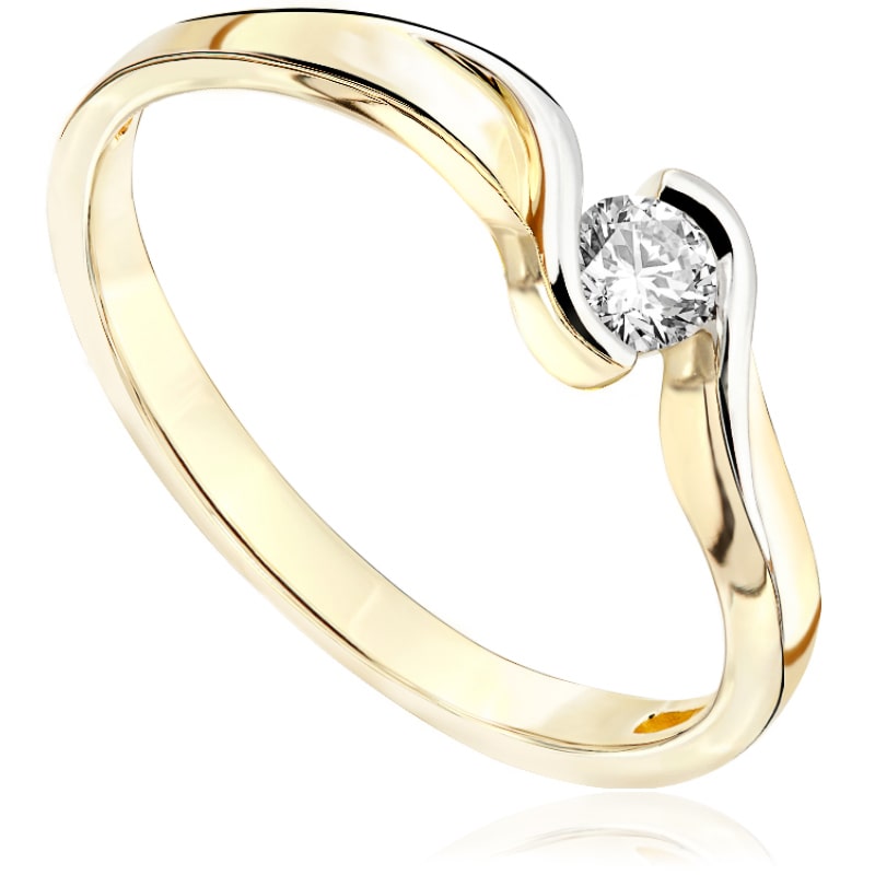 Pierścionek zaręczynowy Roso z diamentem z żółtego złota P0415ZB