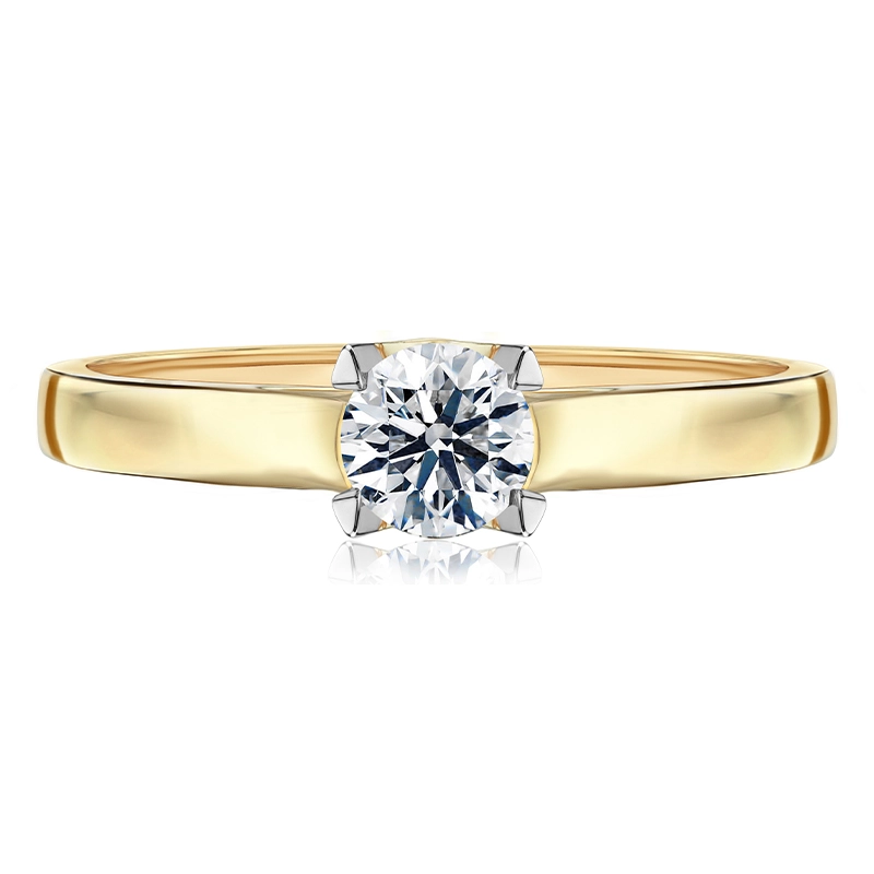 Pierścionek zaręczynowy  z brylantem Kartezja z żółtego złota