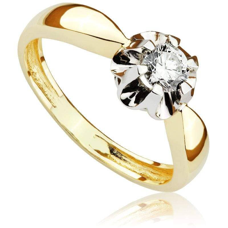 Pierscionek Zareczynowy Kartezja Z Brylantem Z Bialego I Zoltego Zlota P0024tb Pierscionki Zareczynowe Aclari Diamonds
