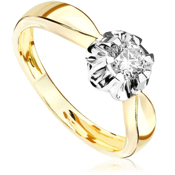 Pierścionek zaręczynowy z brylantem Kartezja z białego i żółtego złota P0024TB 0,23ct Pierścionek zaręczynowy z brylantem Kartezja z białego i żółtego złota 0,23ct