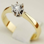 Pierścionek zaręczynowy Kartezja z diamentem z białego i żółtego złota P0104TB
