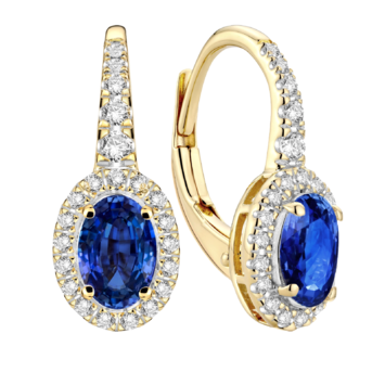 Kolczyki z diamentami i szafirem Kartezja z żółtego złota 1,06ct