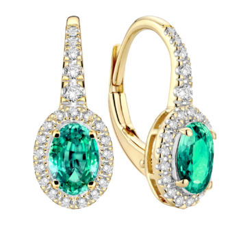 Kolczyki z diamentami i szmaragdem Kartezja z żółtego złota 0,72ct
