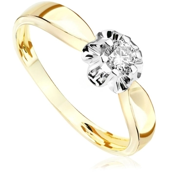 Pierścionek zaręczynowy Kartezja z diamentem z białego i żółtego złota 0,16ct