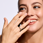 Pierścionek zaręczynowy z brylantem Kartezja z białego i żółtego złota