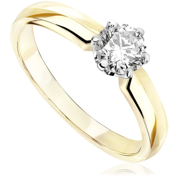 Pierścionek zaręczynowy z brylantem Kartezja z białego i żółtego złota 0,50ct