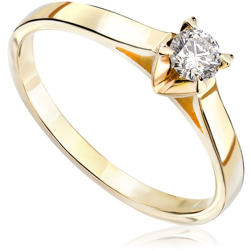 Pierścionek zaręczynowy Kartezja z diamentem z żółtego złota P0120ZB 0,17ctct