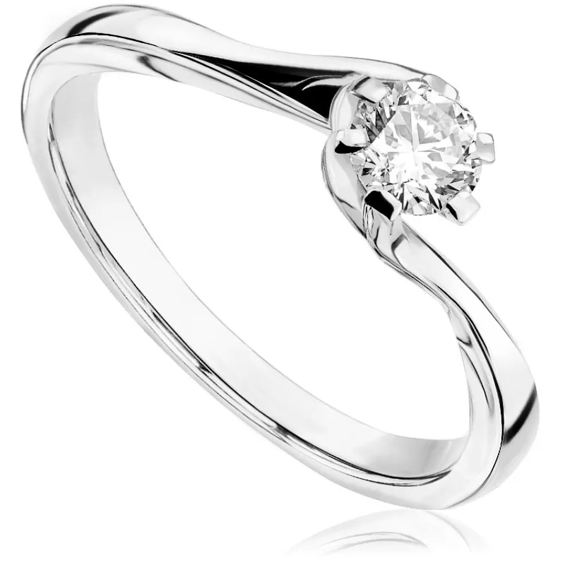 Pierścionek zaręczynowy z brylantem Kartezja z białego złota