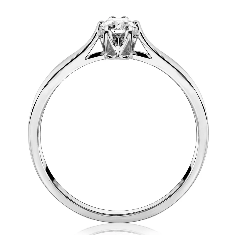 Pierścionek zaręczynowy z diamentem Kartezja z białego złota 0,13ct