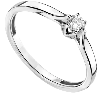 Pierścionek zaręczynowy z diamentem Kartezja z białego złota 0,13ct