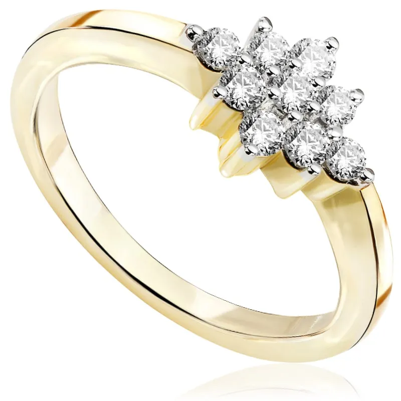 Pierścionek z brylantami z żółtego złota P0419ZBct