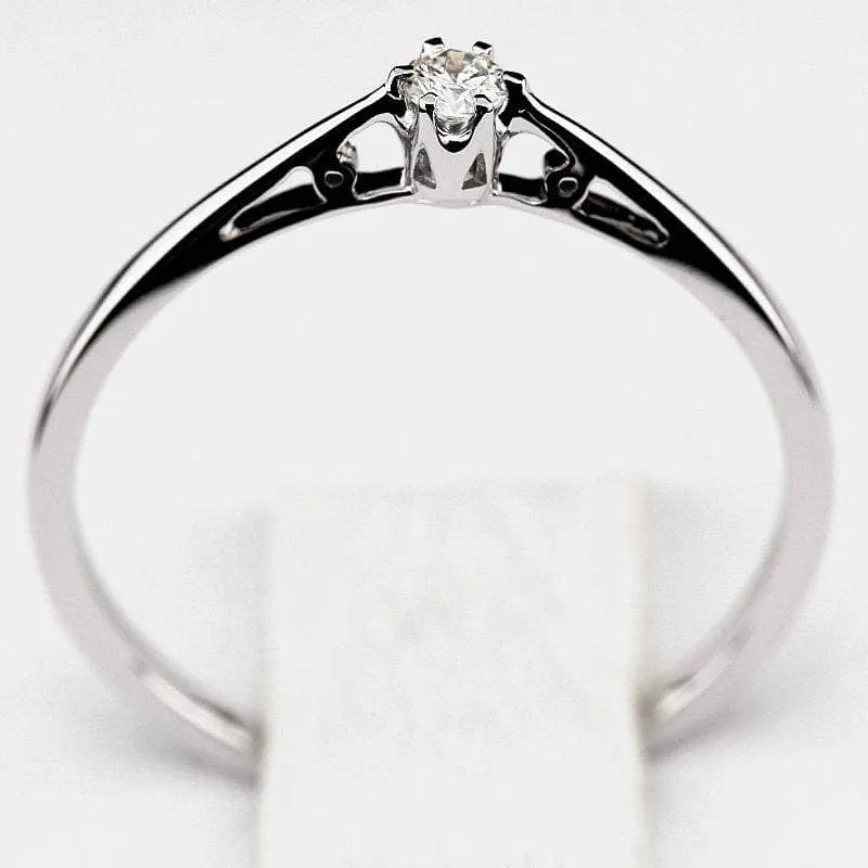 Pierścionek zaręczynowy z diamentem Kartezja z białego złota 0,05ct