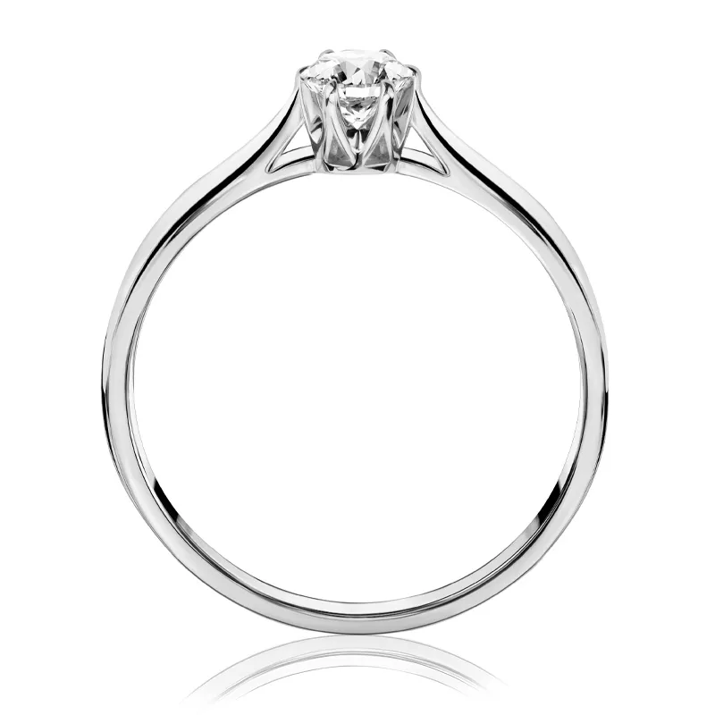 Pierścionek zaręczynowy z diamentem Kartezja z białego złota 0,18ct