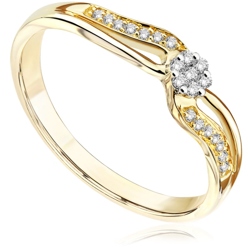 Pierścionek zaręczynowy z diamentami z żółtego złota P0451ZBct