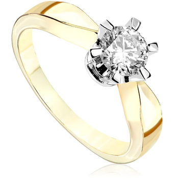 Pierścionek zaręczynowy z diamentem Kartezja z białego i żółtego złota 0,50ct