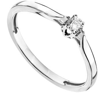 Pierścionek zaręczynowy z diamentem Kartezja z białego złota 0,075ct