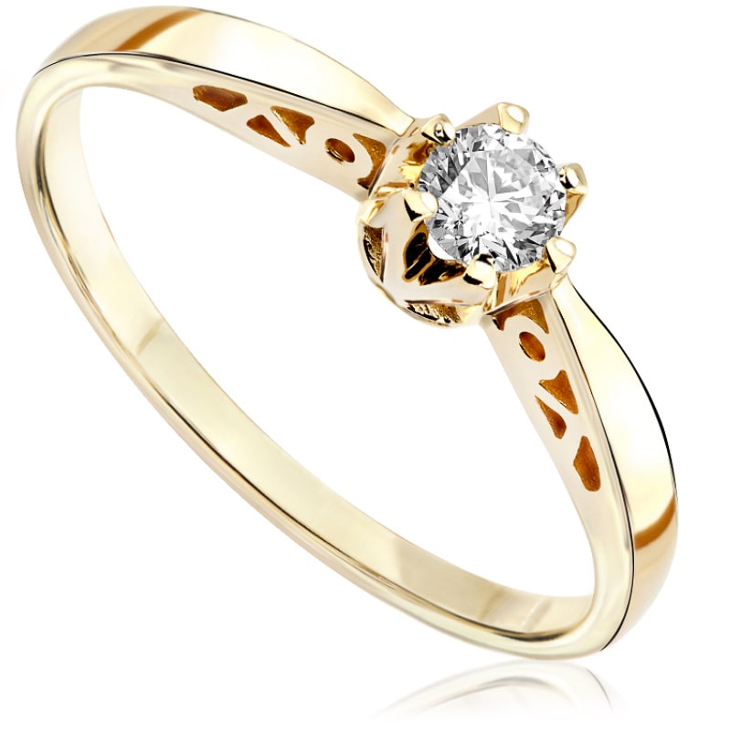 Pierścionek zaręczynowy z diamentem z żółtego złota P0205ZBct